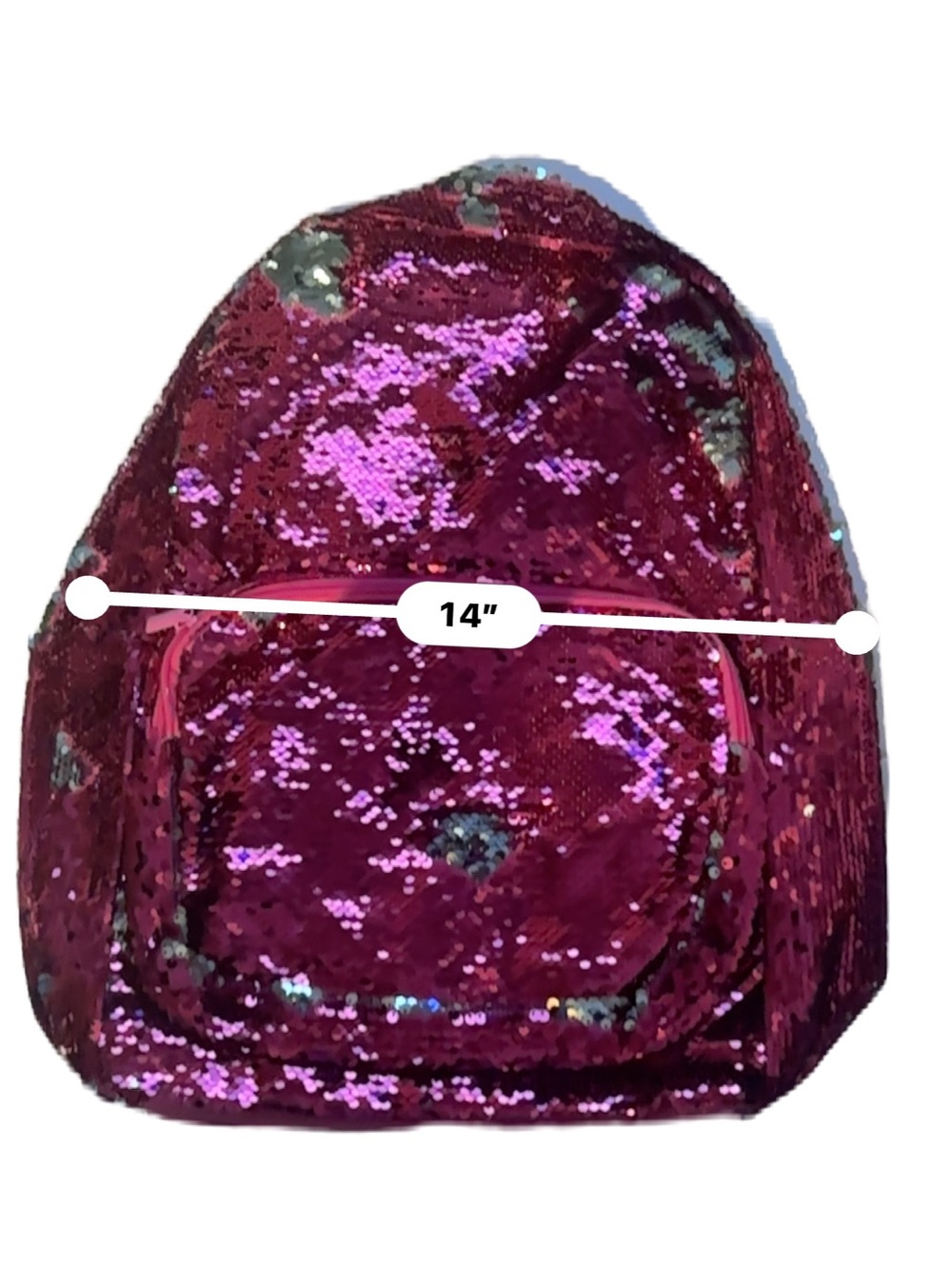 Pink & Silver Two 2 tone Girls Kids Sequin Backpack School Bag - Picture 6 of 7